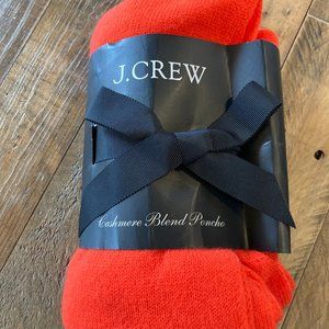 J. Crew red cashmere blend poncho NWT